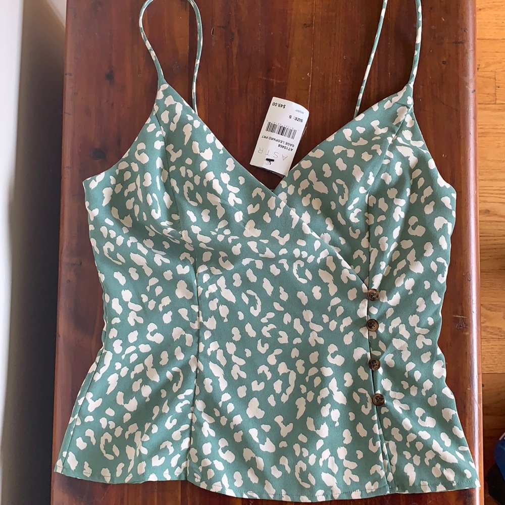 ASTR The Label Sage Green Leopard Top